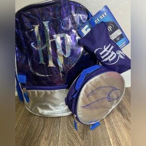 NWT Harry Potter 5 Piece Backpack Lunch Bag Gadget Case Water Bottle Cinch Sack